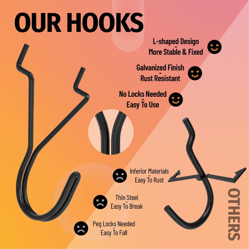 HUHOLE Pegboard Hooks  J-Hook  1 Inch Black Hooks 40 Pack  Ideal Display Pegs for Hanging Jewelry  Necklaces  Keys  Retail Items  Small Tools  Will Not Fall Out  Fit 1/8  3/16  Peg Boards - Image 2